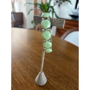 Ann Taylor LOFT Green Gemstone Stretch Bracelet Silver Tone Sparkling Vintage